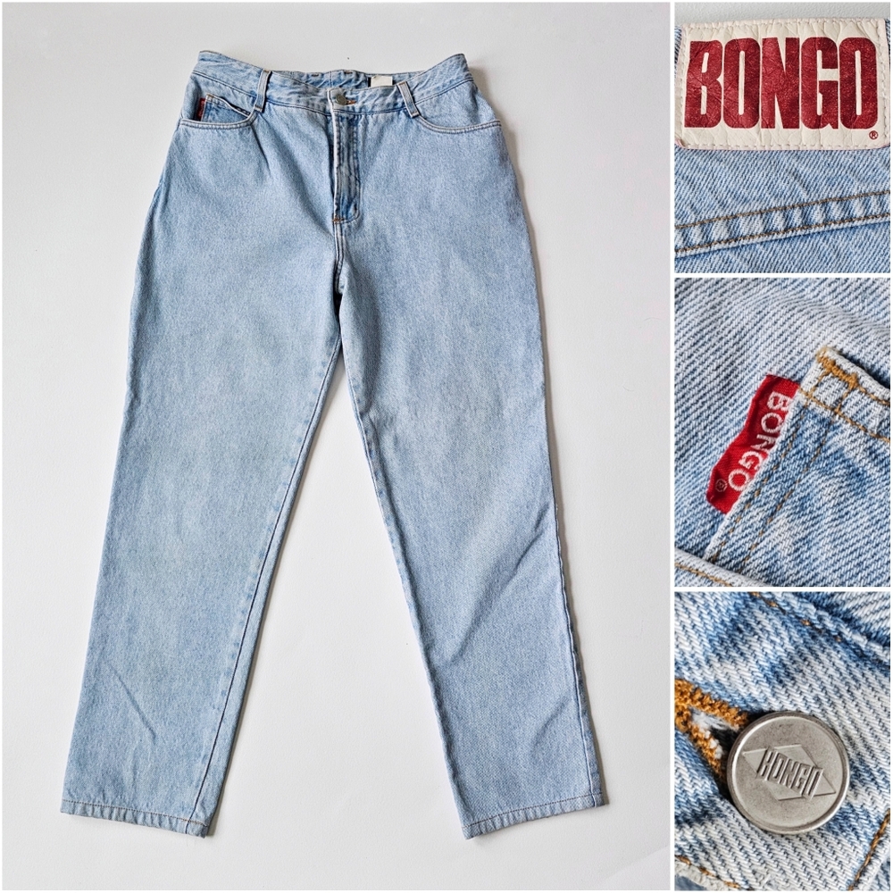 Bongo Vintage 90s USA Made Light Wash Stone High Rise Original Slim Jeans 15 XL
